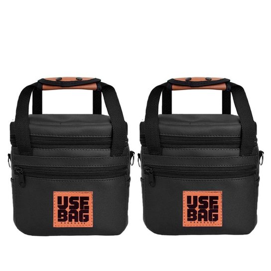 Kit Lancheira Térmica Bolsa Bag de Couro Estilosa Grande