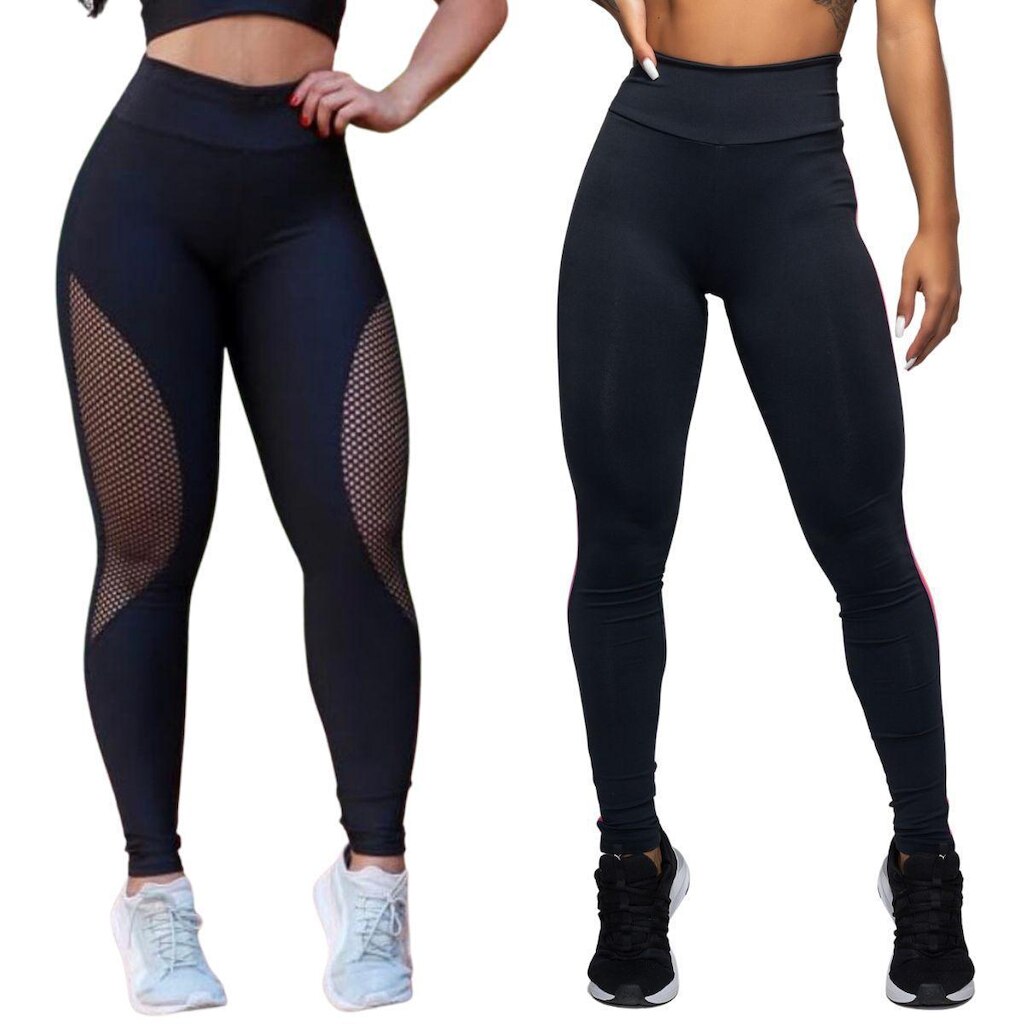 Kit Legging Arrastão + Legging Básica Academia