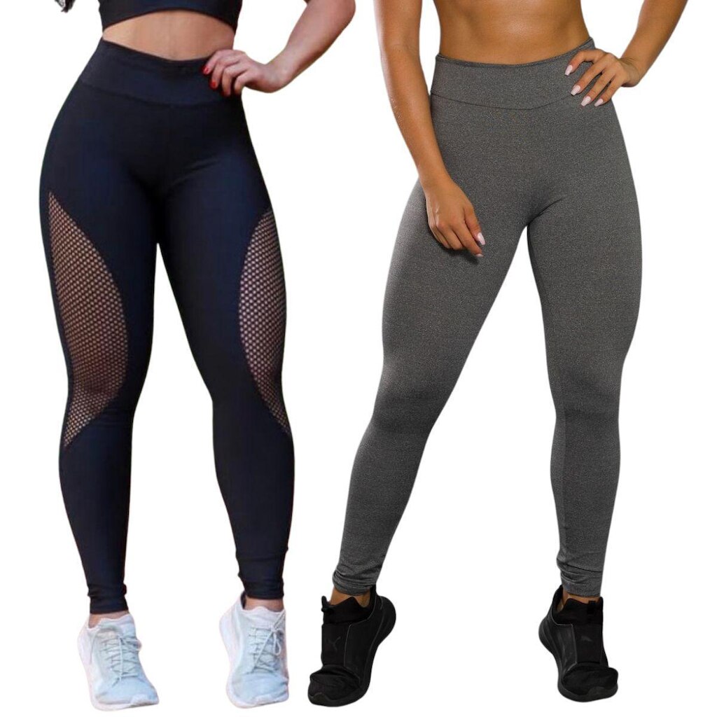 Kit Legging Arrastão + Legging Básica Academia