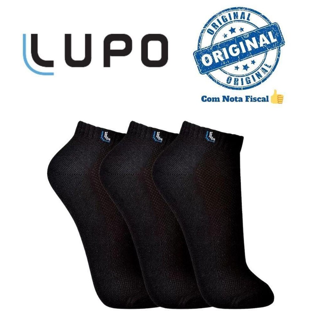 Kit Lupo Cano Curto Sport Algodão 33 A 44 3 Pares De Meias