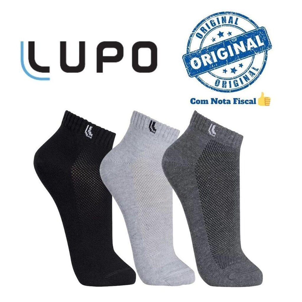 Kit Lupo Cano Curto Sport Algodão 33 A 44 3 Pares De Meias