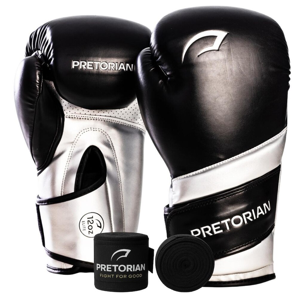 Kit Luva Boxe Muay Thai Elite e Bandagem 3 Metros Pretorian - Treino e Sparring 10oz 12oz 14oz 16oz