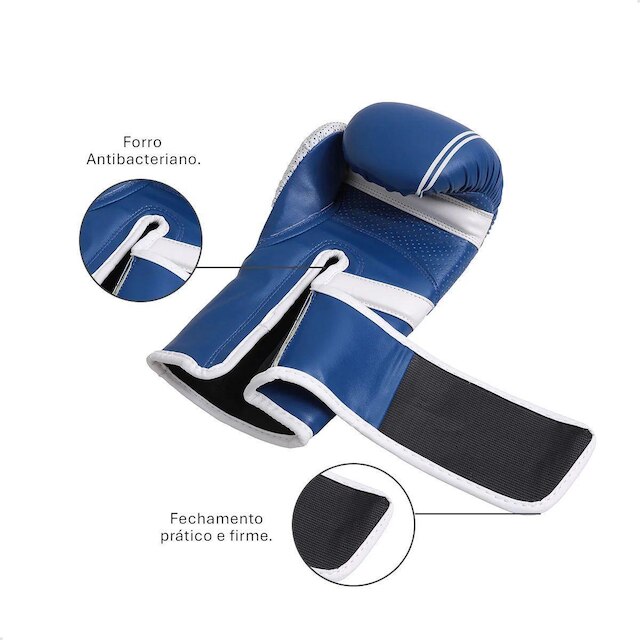 Kit Luva Boxe Muay Thai First FX1 Pretorian + Bandagem e Protetor Bucal