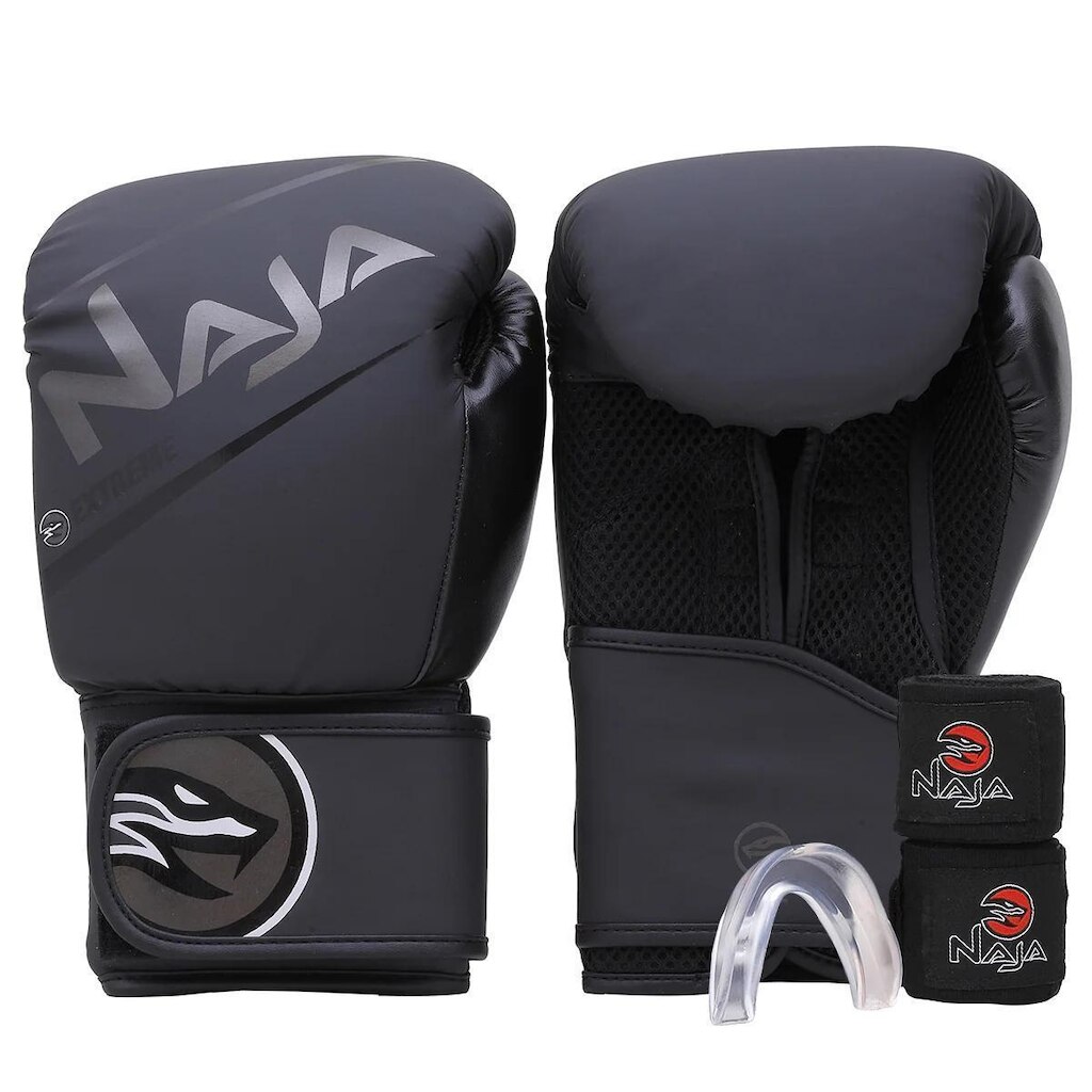 Kit luva Boxe Muay Thai Naja Extreme + Bandagem + Protetor Bucal
