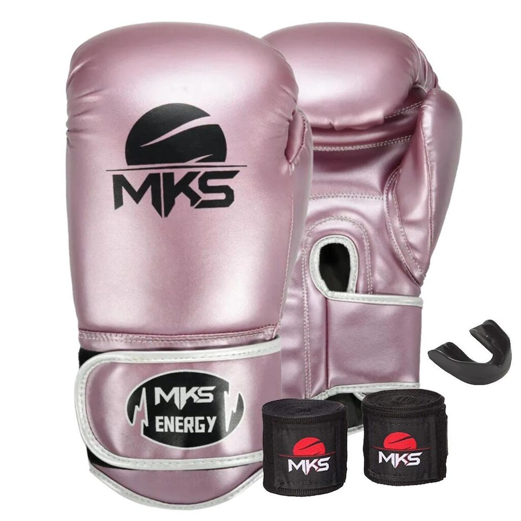 KIT LUVA BOXE MUAY THAI NEW ENERGY LILÁS BANDAGEM BUCAL MKS COMBAT