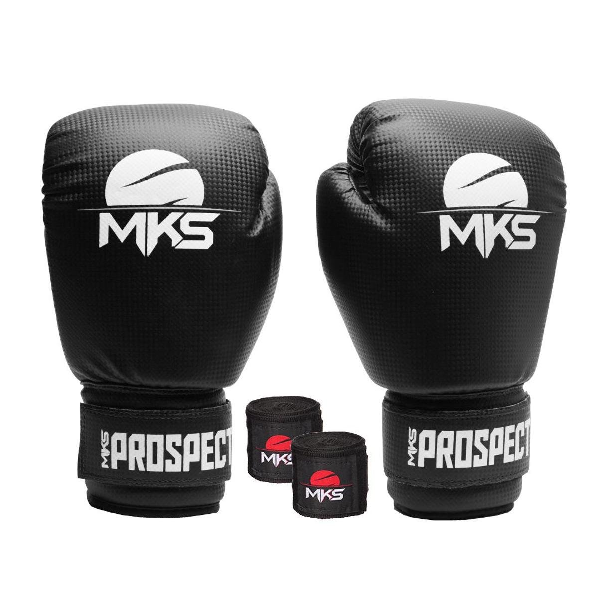 Kit Luva Boxe Muay Thai Prospect Mks Combat com Bandagem Menor preço em Kit Luva Boxe Muay Thai Prospect Mks Combat com Bandagem