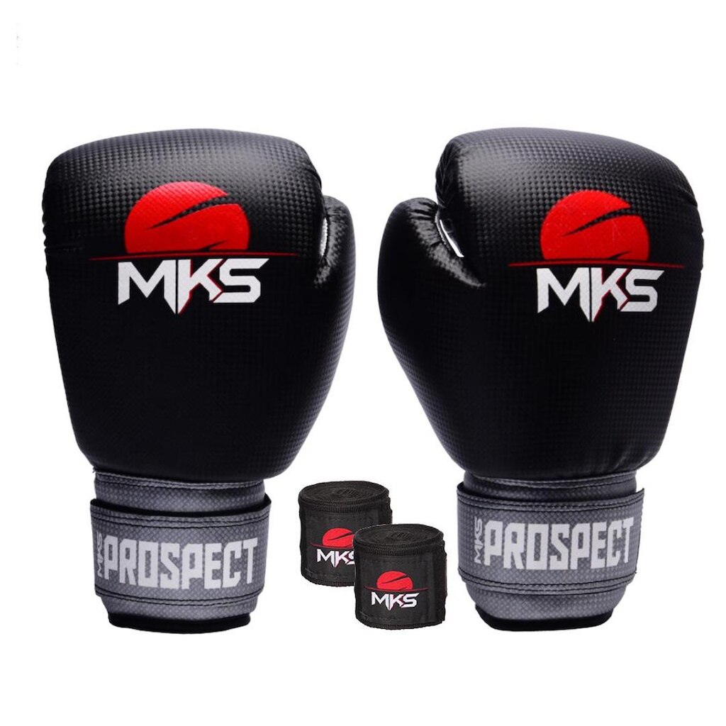 Kit Luva Boxe Muay Thai Prospect Mks Combat Prata com Bandagem