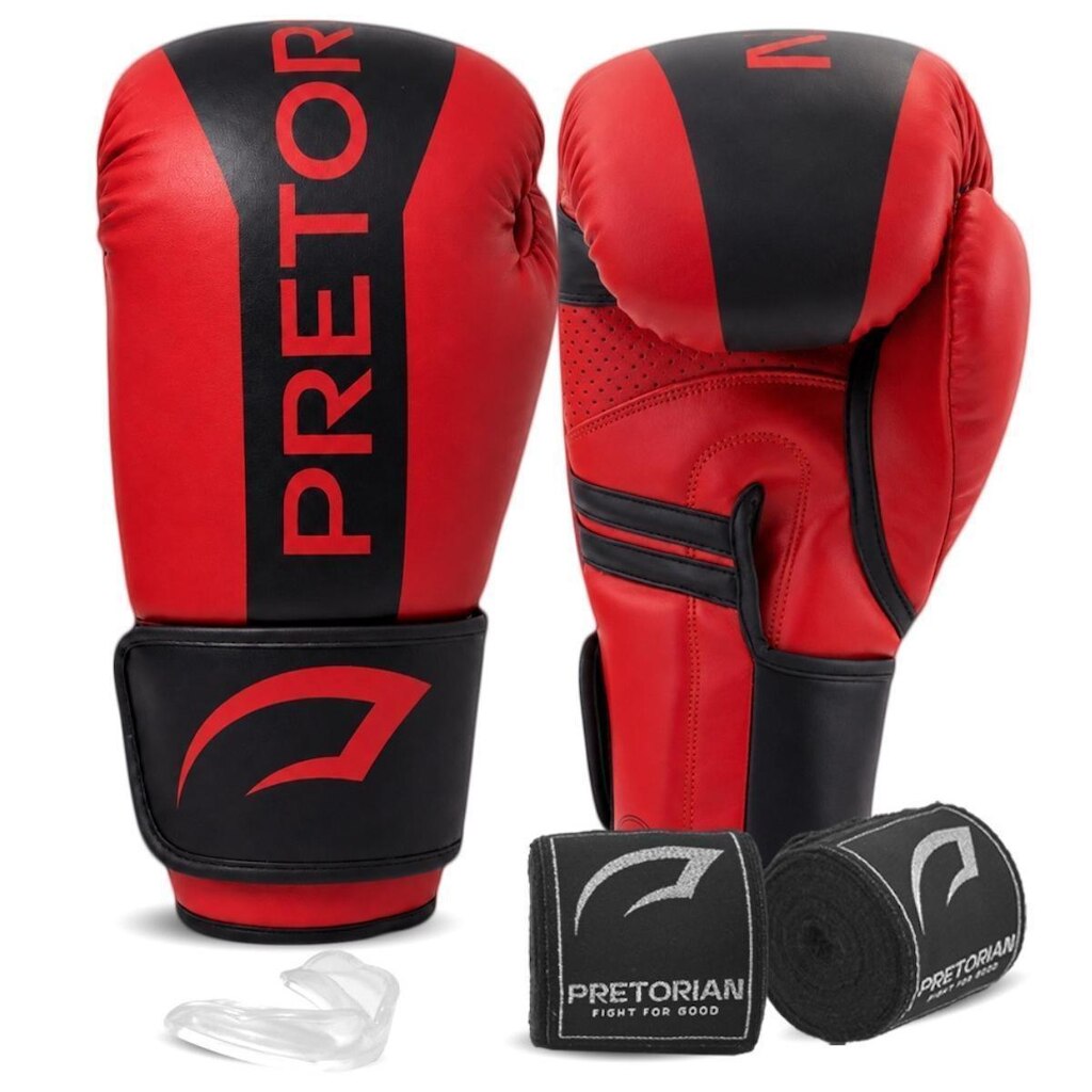 Kit Luva Boxe Muay Thai Strike Bandagem 3,5m Protetor Bucal Pretorian