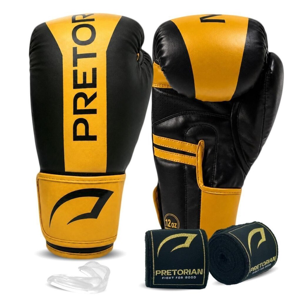 Kit Luva Boxe Muay Thai Strike Bandagem 3,5m Protetor Bucal Pretorian