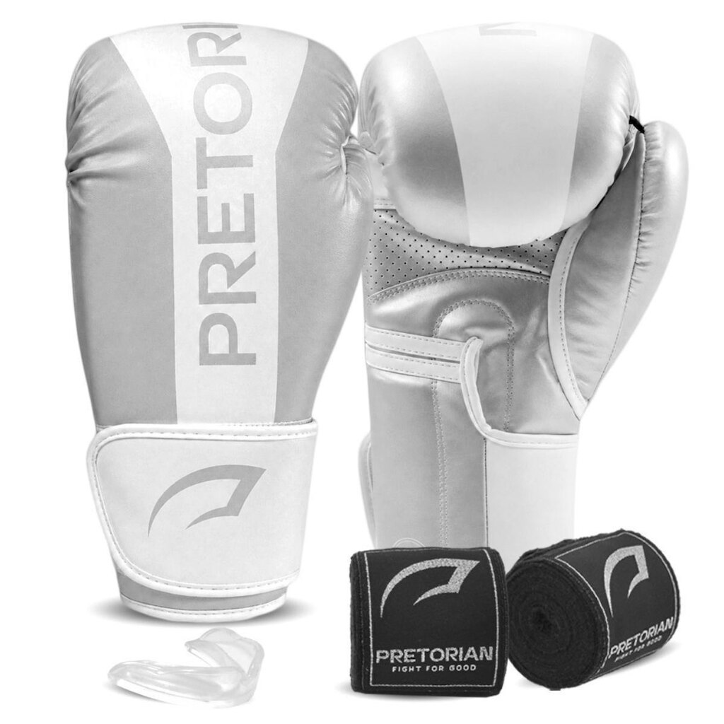 Kit Luva Boxe Muay Thai Strike Bandagem 3,5m Protetor Bucal Pretorian
