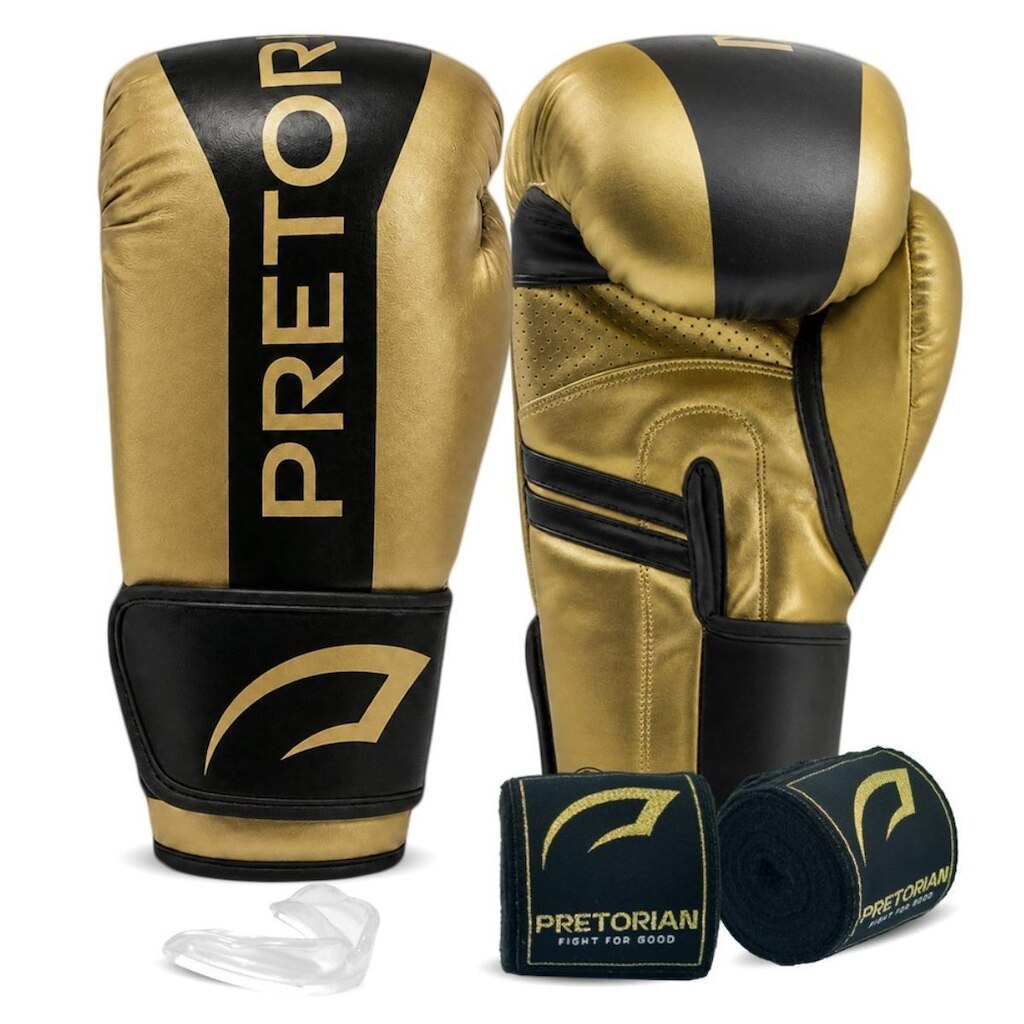 Kit Luva Boxe Muay Thai Strike Bandagem 3,5m Protetor Bucal Pretorian