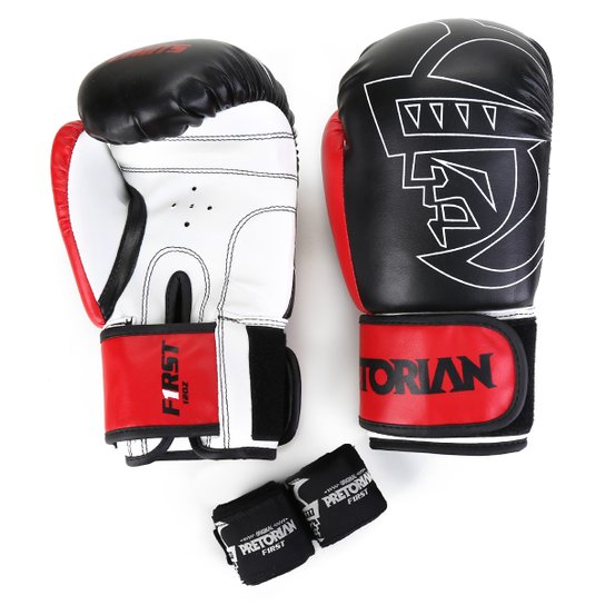 Kit Luva Boxe/Muay Thai First Pretorian 12 Oz + Bandagem + Protetor Bucal - Preto+Vermelho é ruim? Kit Luva Boxe/Muay Thai First Pretorian 12 Oz + Bandagem + Protetor Bucal - Preto+Vermelho é boa?