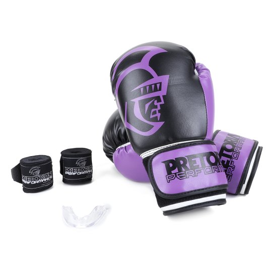 Kit Luva Boxe/Muay Thai Pretorian Performance 10 Oz + Bandagem + Protetor Bucal - Preto+Roxo é ruim? Kit Luva Boxe/Muay Thai Pretorian Performance 10 Oz + Bandagem + Protetor Bucal - Preto+Roxo é boa?