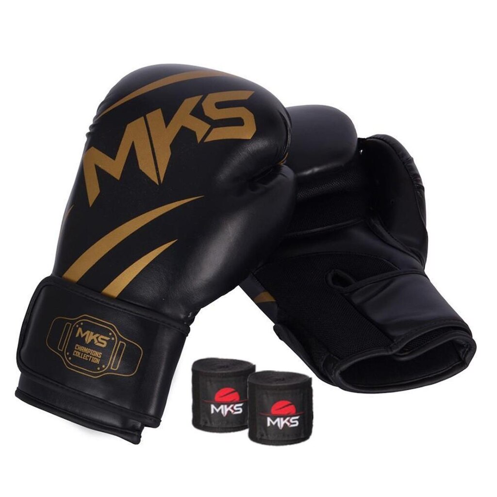 Kit Luva de Boxe MKS Champions V3  + Bandagem  2,55m