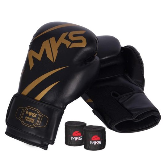 Kit Luva de Boxe MKS Champions V3 + Bandagem 2,55m - Preto Menor preço em Kit Luva de Boxe MKS Champions V3 + Bandagem 2,55m - Preto