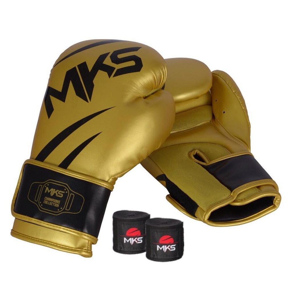 Kit Luva de Boxe MKS Champions V3 + Bandagem  2,55m