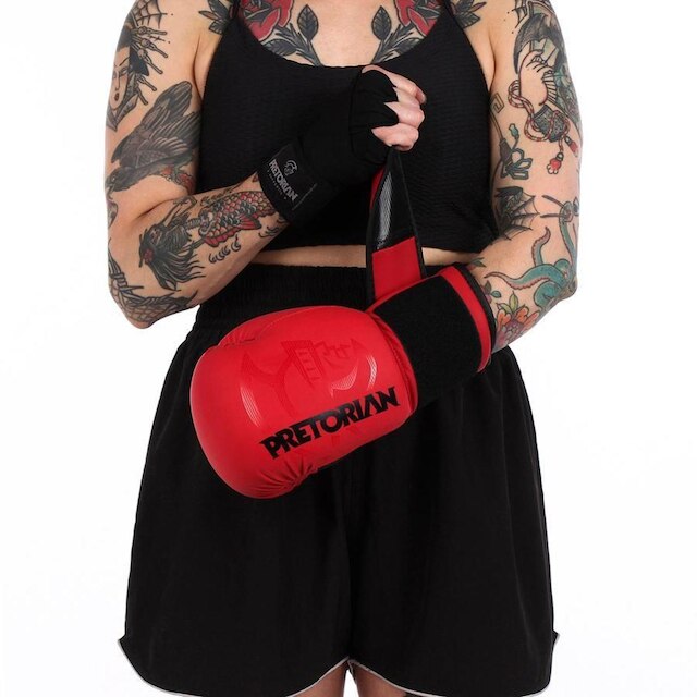 Kit Luva De Boxe Muay Thai First Fx2 Bandagem + Bucal + Bolsa - Pretorian