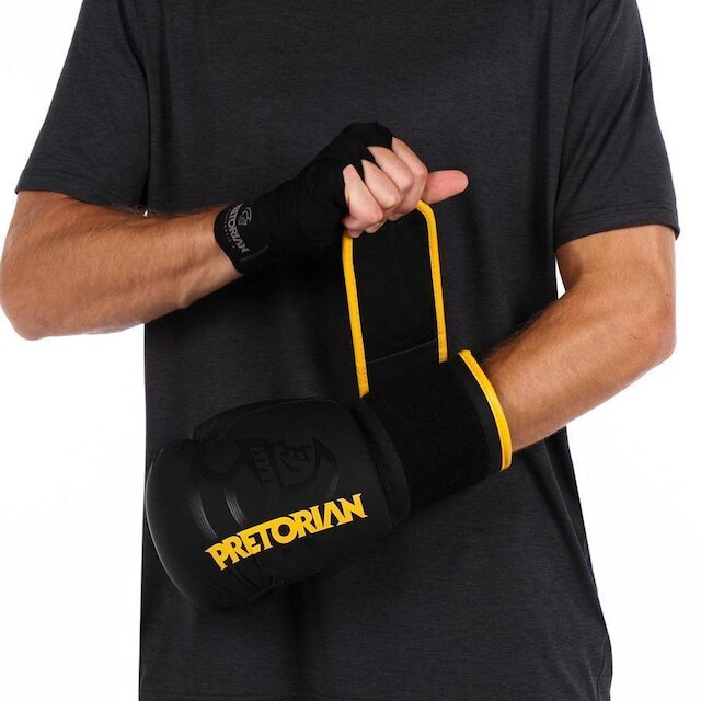 Kit Luva De Boxe Muay Thai First Fx2 Bandagem + Bucal + Bolsa - Pretorian
