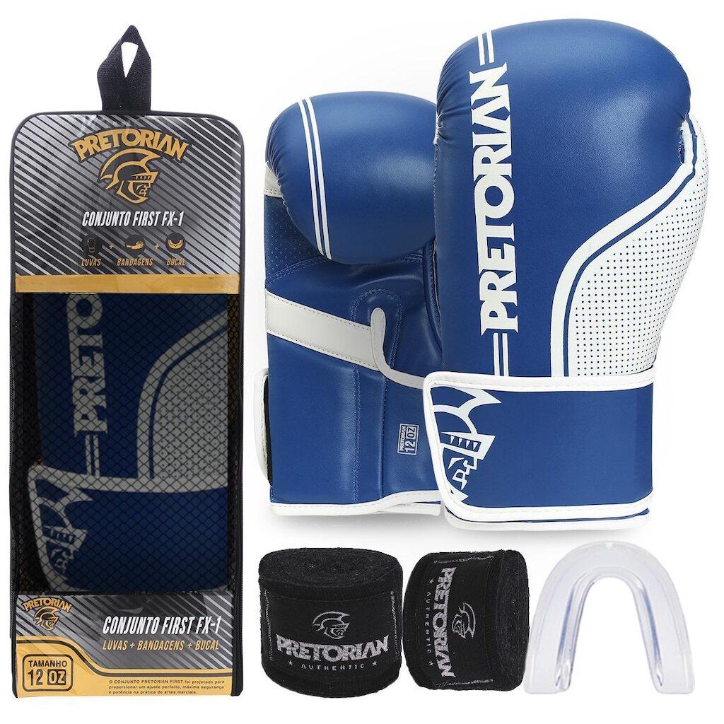 Kit Luva De Boxe Muay Thai Fx1 Bandagem + Bucal - Pretorian