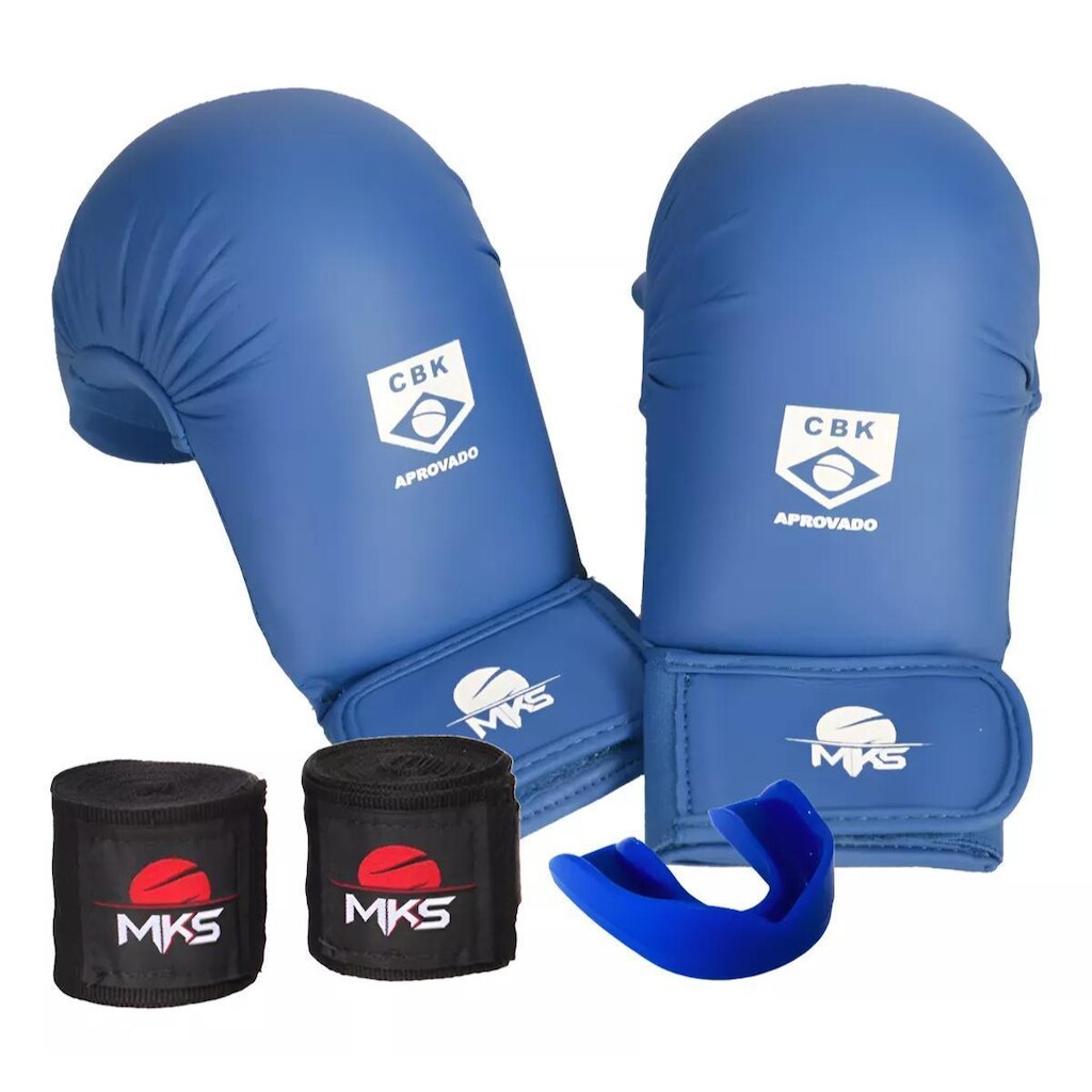 Kit Luva de Karate + Bandagem + Protetor Bucal MKS Competition