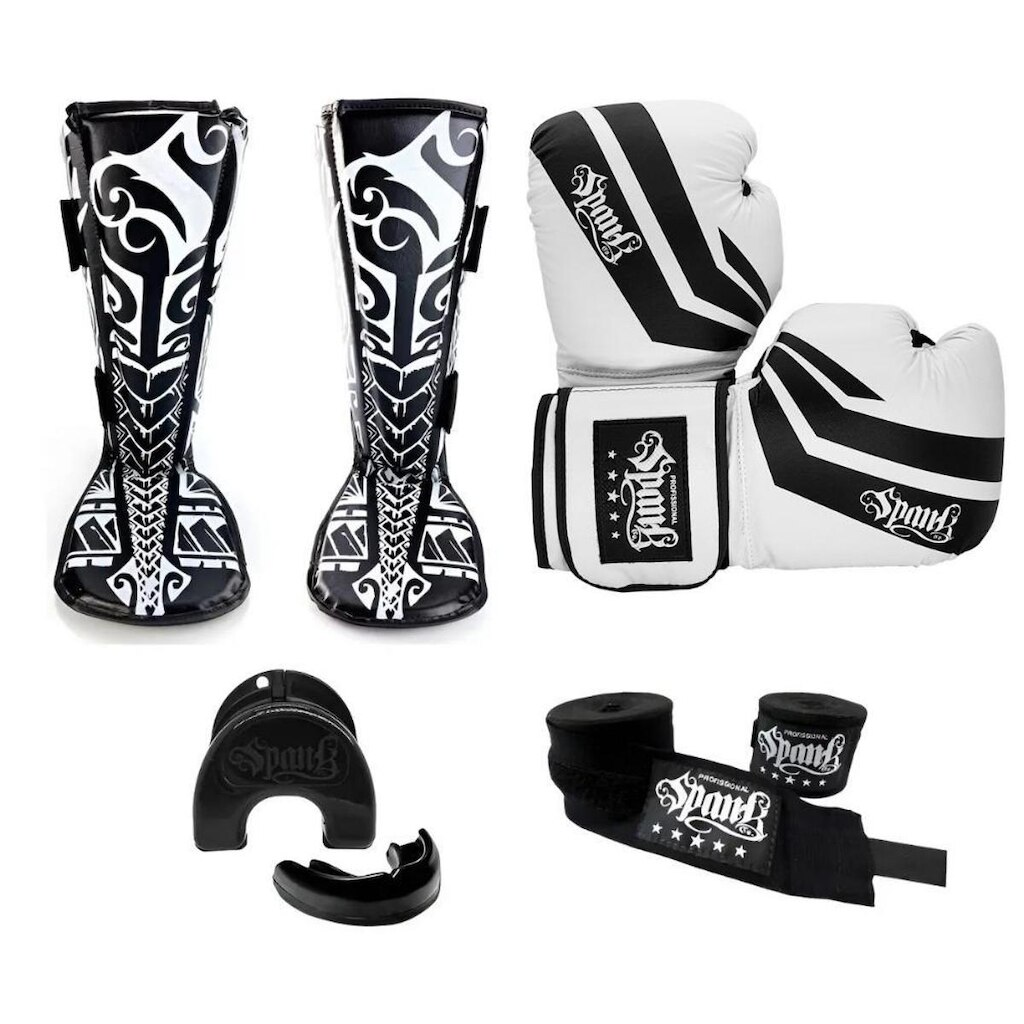 Kit Luva De Muay thai Comfy Spank Protetor Bucal Bandagem