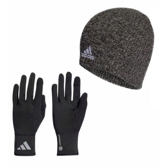 Kit Luva + Gorro Adidas Para Frio Aeroready - Preto Menor preço em Kit Luva + Gorro Adidas Para Frio Aeroready - Preto