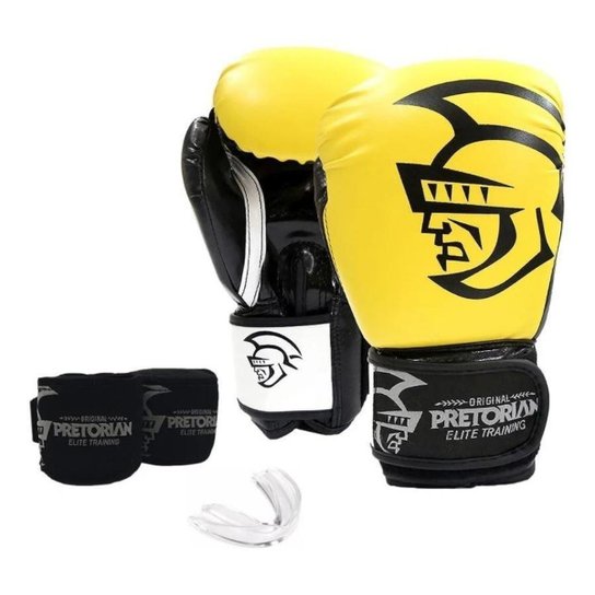 Kit Luvas Linha Elite Training - Boxe Muay Thai - Pretorian - Amarelo Menor preço em Kit Luvas Linha Elite Training - Boxe Muay Thai - Pretorian - Amarelo