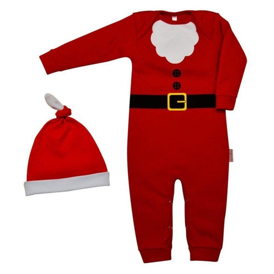Kit Macacão Longo e Gorro Suedine Bebê Nigambi Natal Papai Noel - Vermelho Menor preço em Kit Macacão Longo e Gorro Suedine Bebê Nigambi Natal Papai Noel - Vermelho