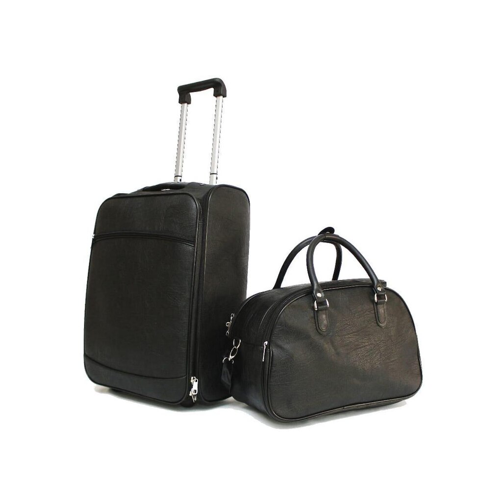 Kit Mala de Viagem de Bordo Quadrada Material Sintético Liso