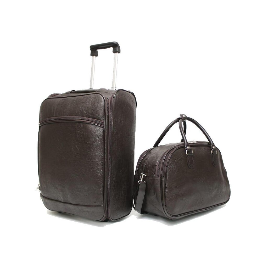 Kit Mala de Viagem de Bordo Quadrada Material Sintético Liso