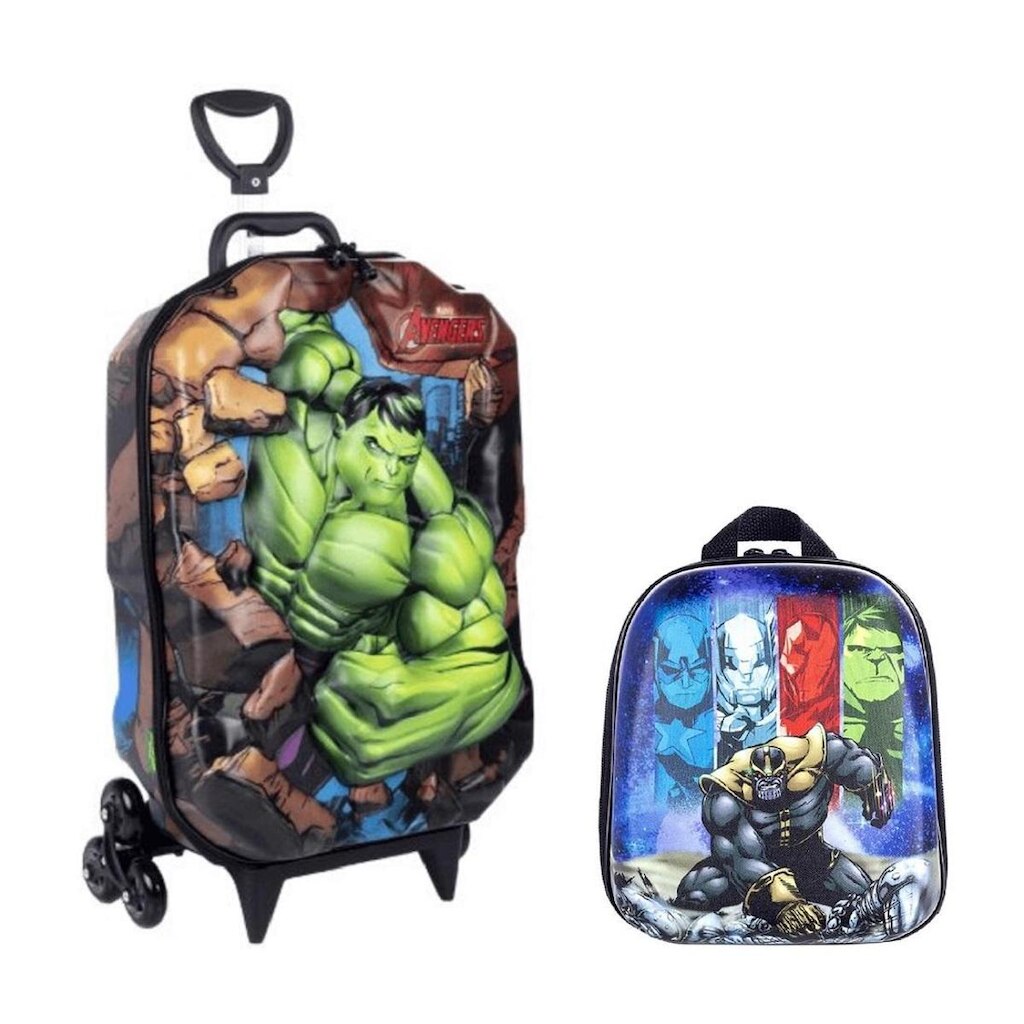 KIT MALA HULK 3D MAXTOY + LANCHEIRA MARVEL MAXTOY