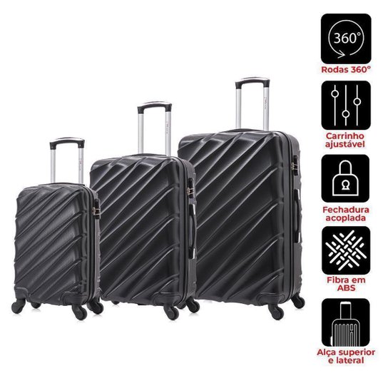 Kit malas de viagem preto PMG Havana Swiss Move