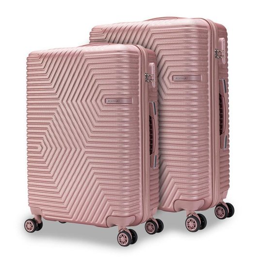 Kit Malas Viagem Resistentes Impermeável Abs com Rodas 360° Bordo Swissport - Rosa Claro Menor preço em Kit Malas Viagem Resistentes Impermeável Abs com Rodas 360° Bordo Swissport - Rosa Claro