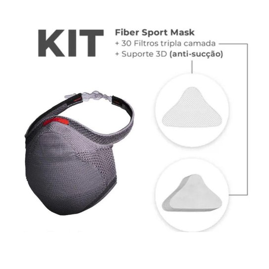 Kit Máscara Proteção Fiber Knit Sport Cinza - Cinza Menor preço em Kit Máscara Proteção Fiber Knit Sport Cinza - Cinza