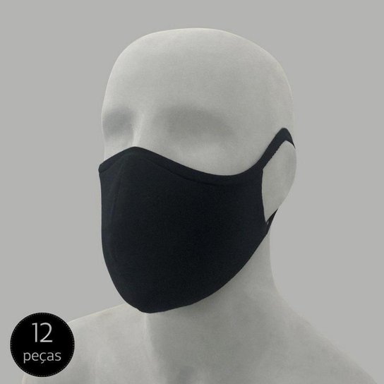 Kit Mash 12 Máscaras de Proteção - Preto Menor preço em Kit Mash 12 Máscaras de Proteção - Preto