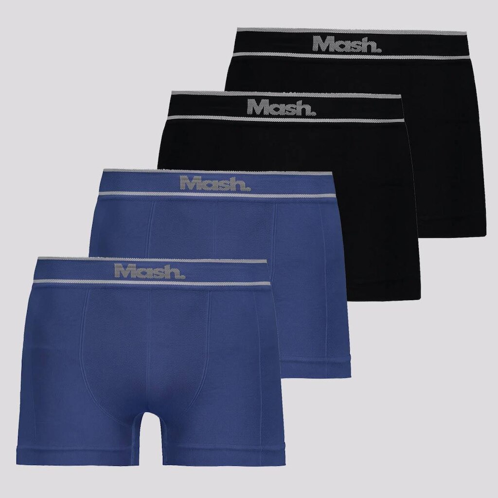 Kit Mash 4 Cuecas Boxer Sem Costura Masculino