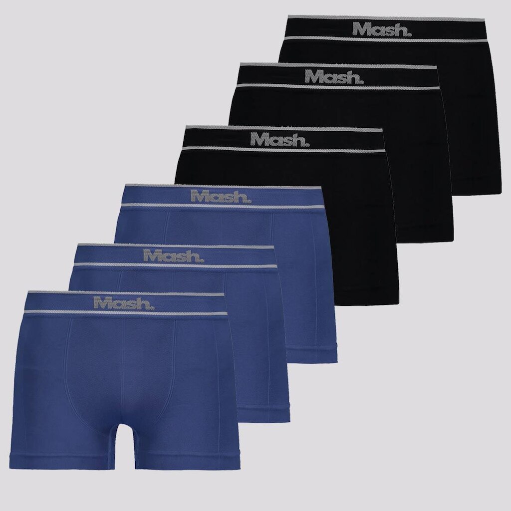 Kit Mash 6 Cuecas Boxer Sem Costura Masculino