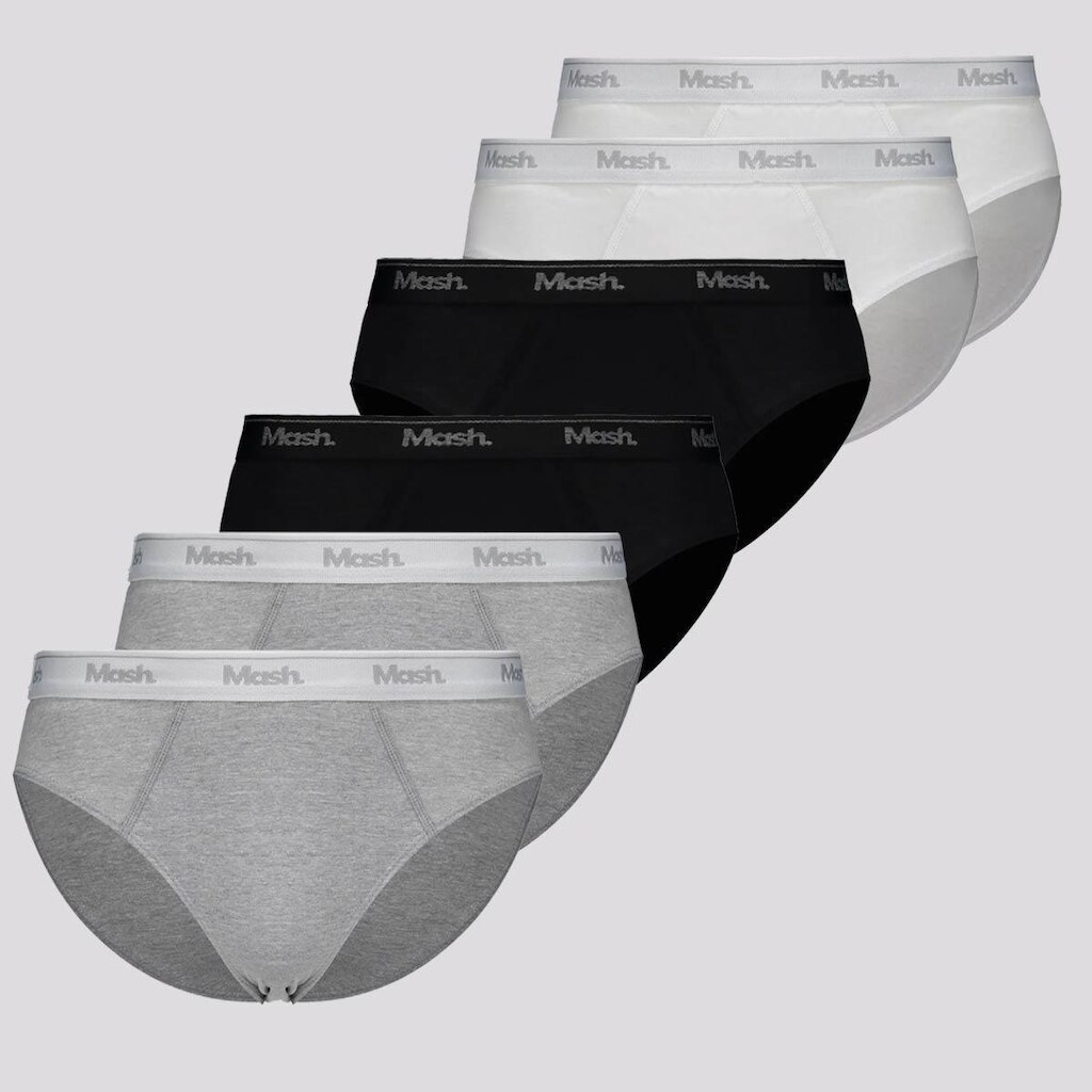 Kit Mash 6 Cuecas Slip Algodão Masculino