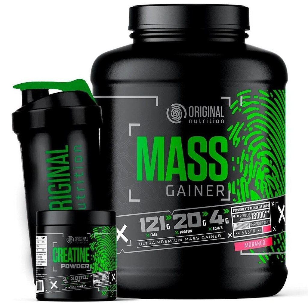 Kit Mass Gainer 1,8Kg + Creatina 100g + Coqueteleira - Original Nutrition