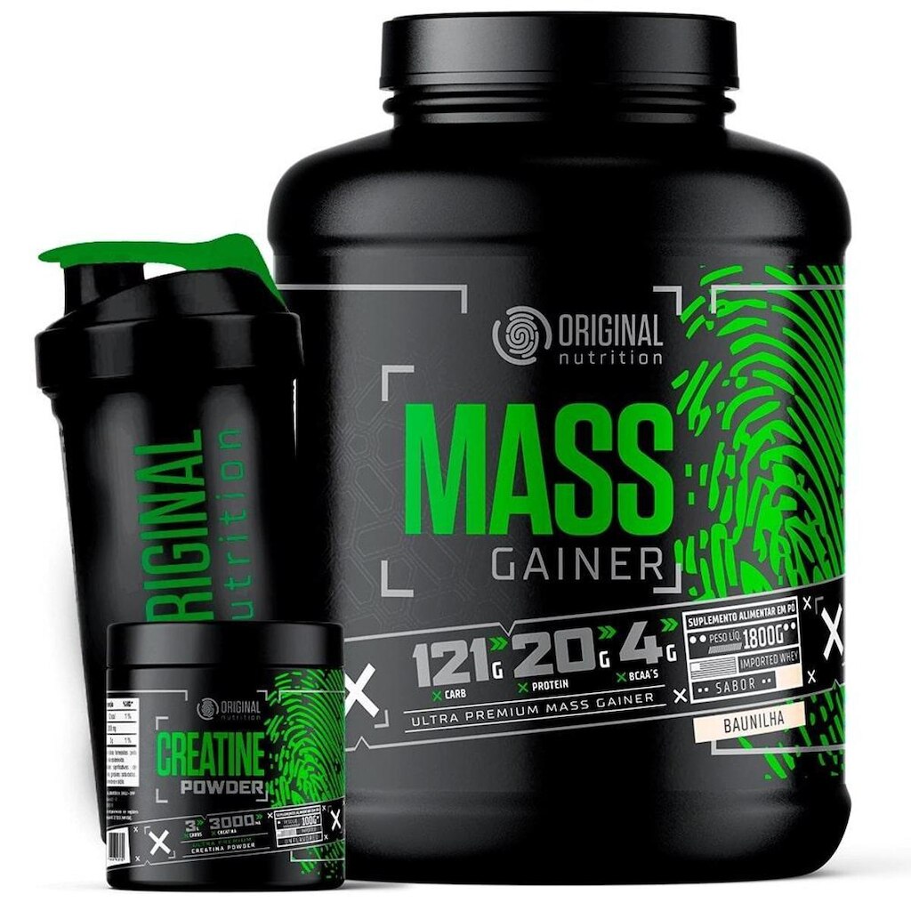 Kit Mass Gainer 1,8Kg + Creatina 100g + Coqueteleira - Original Nutrition