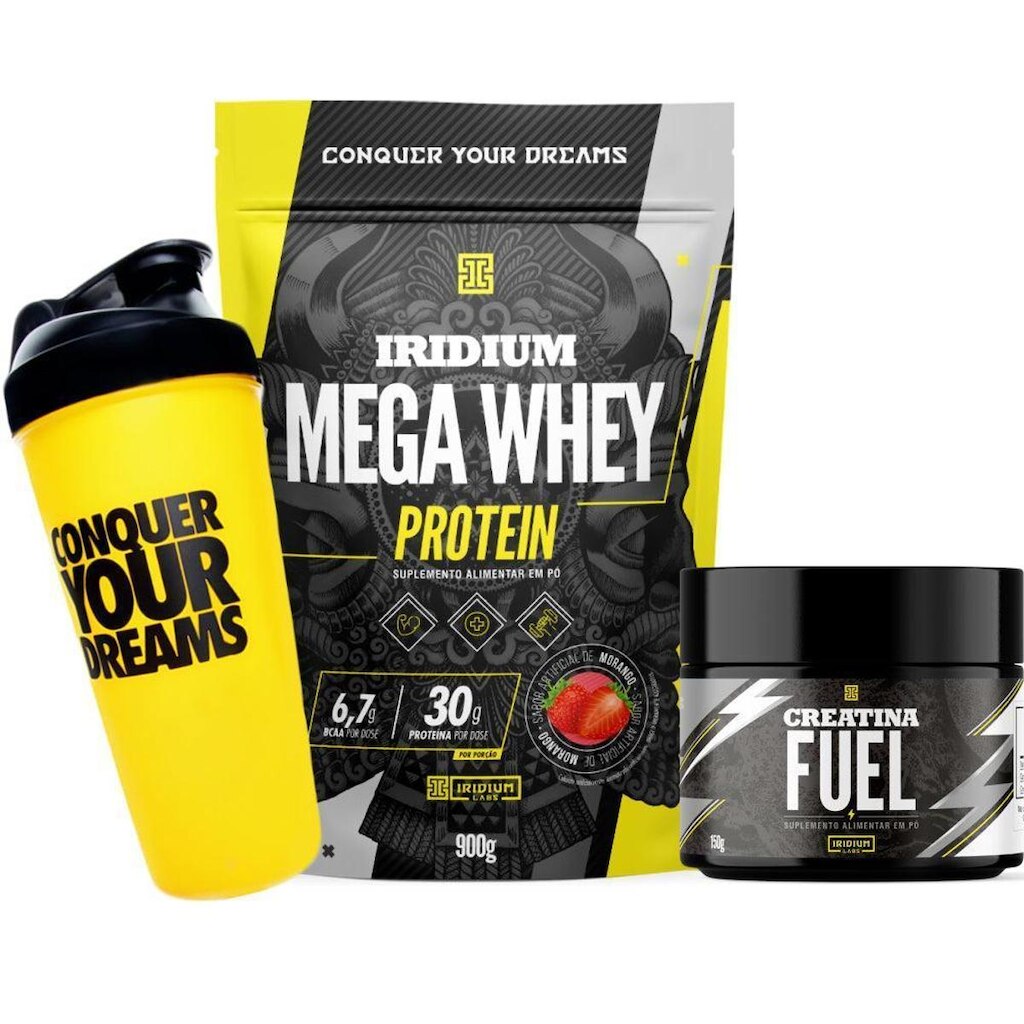Kit Mega Whey Protein+ Creatina Fuel 150g + Coqueteleira - Iridium Labs