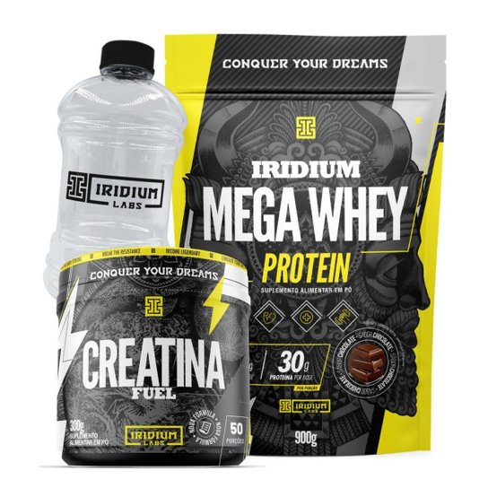 Kit Mega Whey Protein + Creatina Fuel 300g + Galão 950ml Menor preço em Kit Mega Whey Protein + Creatina Fuel 300g + Galão 950ml