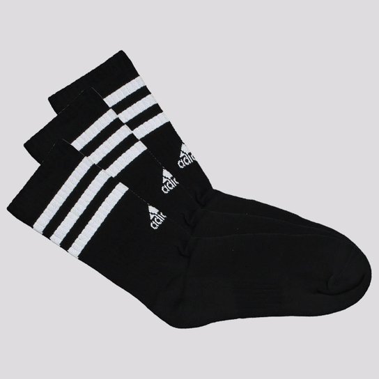 Adidas Solid Meia Preta Adidas Cano Alto Kit Meia Adidas 3S Pares