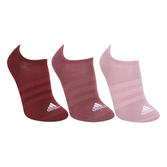 Kit Meia Adidas Cano Invisível Logo c/ 3 Pares - Rosa Menor preço em Kit Meia Adidas Cano Invisível Logo c/ 3 Pares - Rosa
