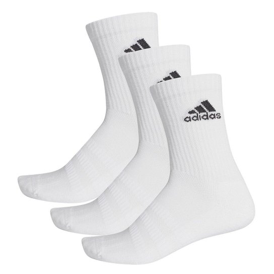 Kit Meia Adidas Cano Médio Cush Crew c/ pares Branco Netshoes