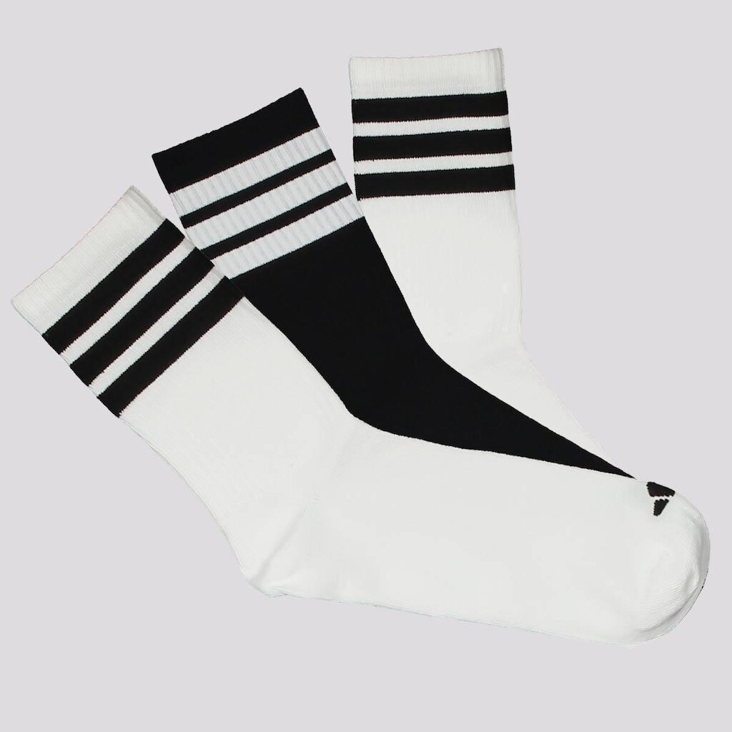 Kit Meia Adidas Crew 3 Pares Branca e Preta