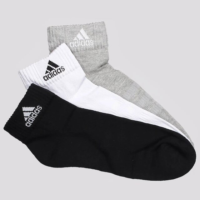 Kit Meia Adidas Logo Cano Médio 6 Pares Branca Pre