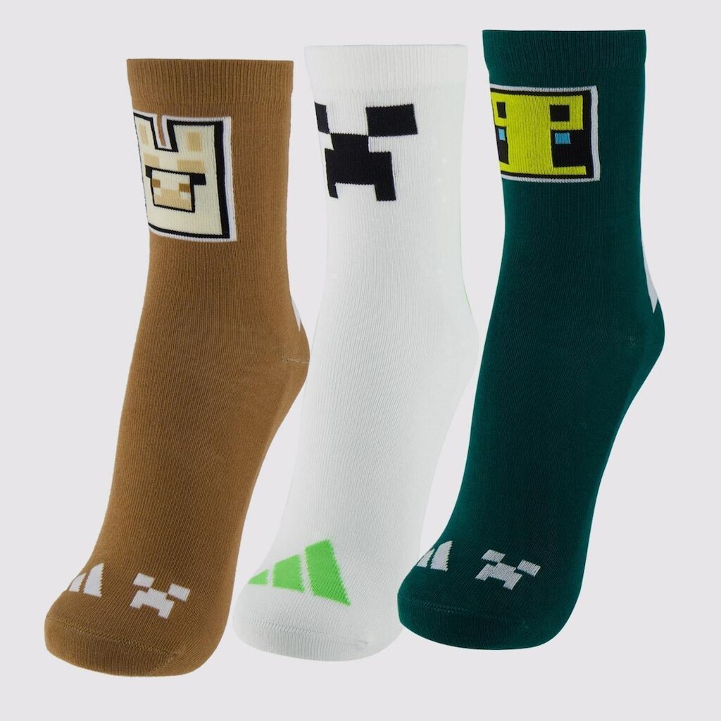 Kit Meia Adidas Minecraft 3 Pares Infantil