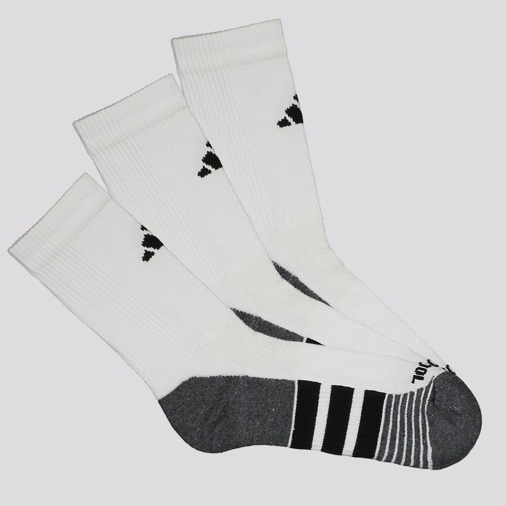 Kit Meia Adidas Performance 3 Pares Cano Alto Branco e Cinza