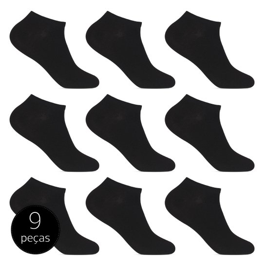 Kit Meia Altomax Sem Cano C/ 9 Pares Feminina - Preto Menor preço em Kit Meia Altomax Sem Cano C/ 9 Pares Feminina - Preto